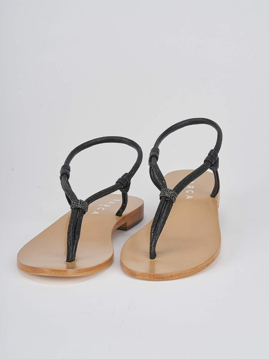 Low heel sandals heel 1 cm black leather