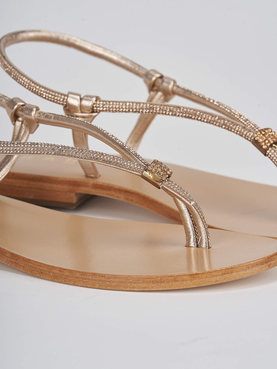 Sandali infradito tacco 1 cm oro pelle Barca Stores