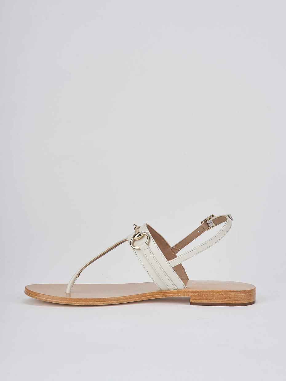 Low heel sandals heel 1 cm white leather