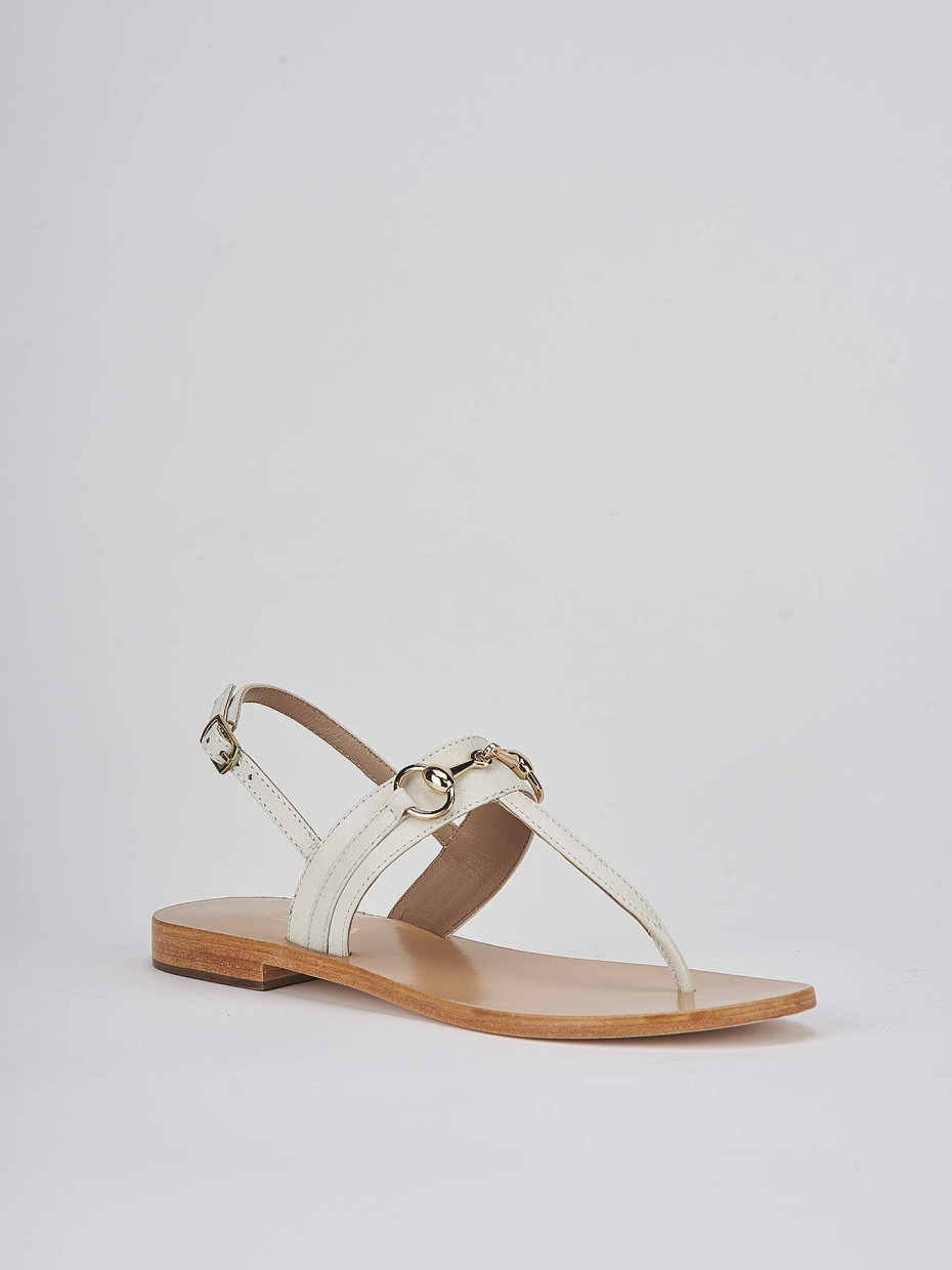 Low heel sandals heel 1 cm white leather