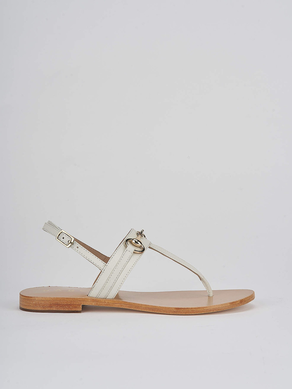 Low heel sandals heel 1 cm white leather