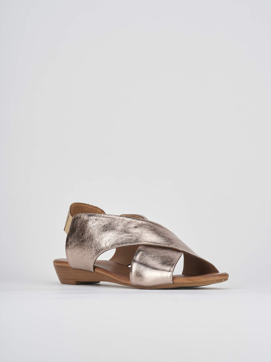 Wedge heels heel 3 cm bronze leather