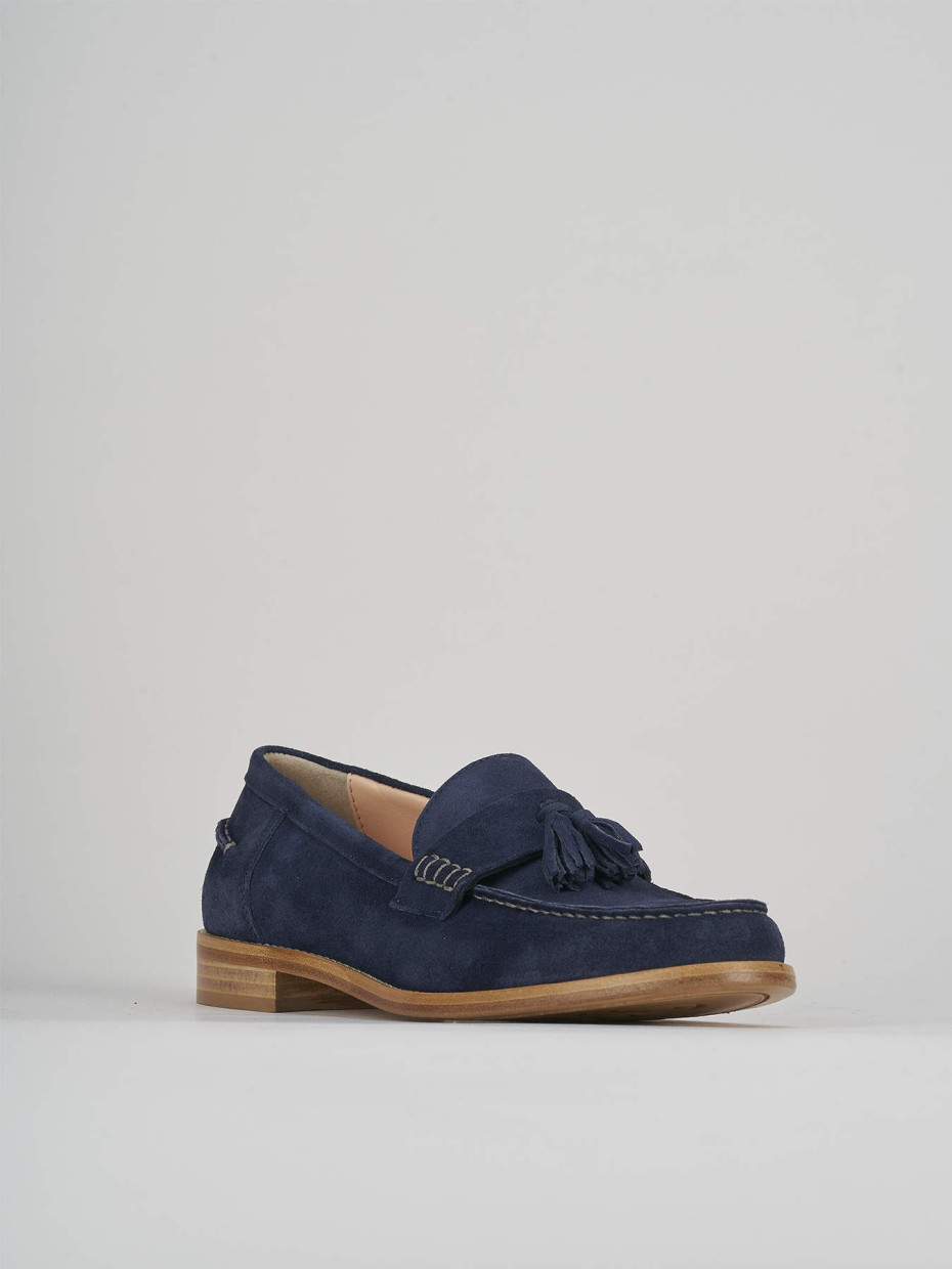 Loafers heel 1 cm blu suede