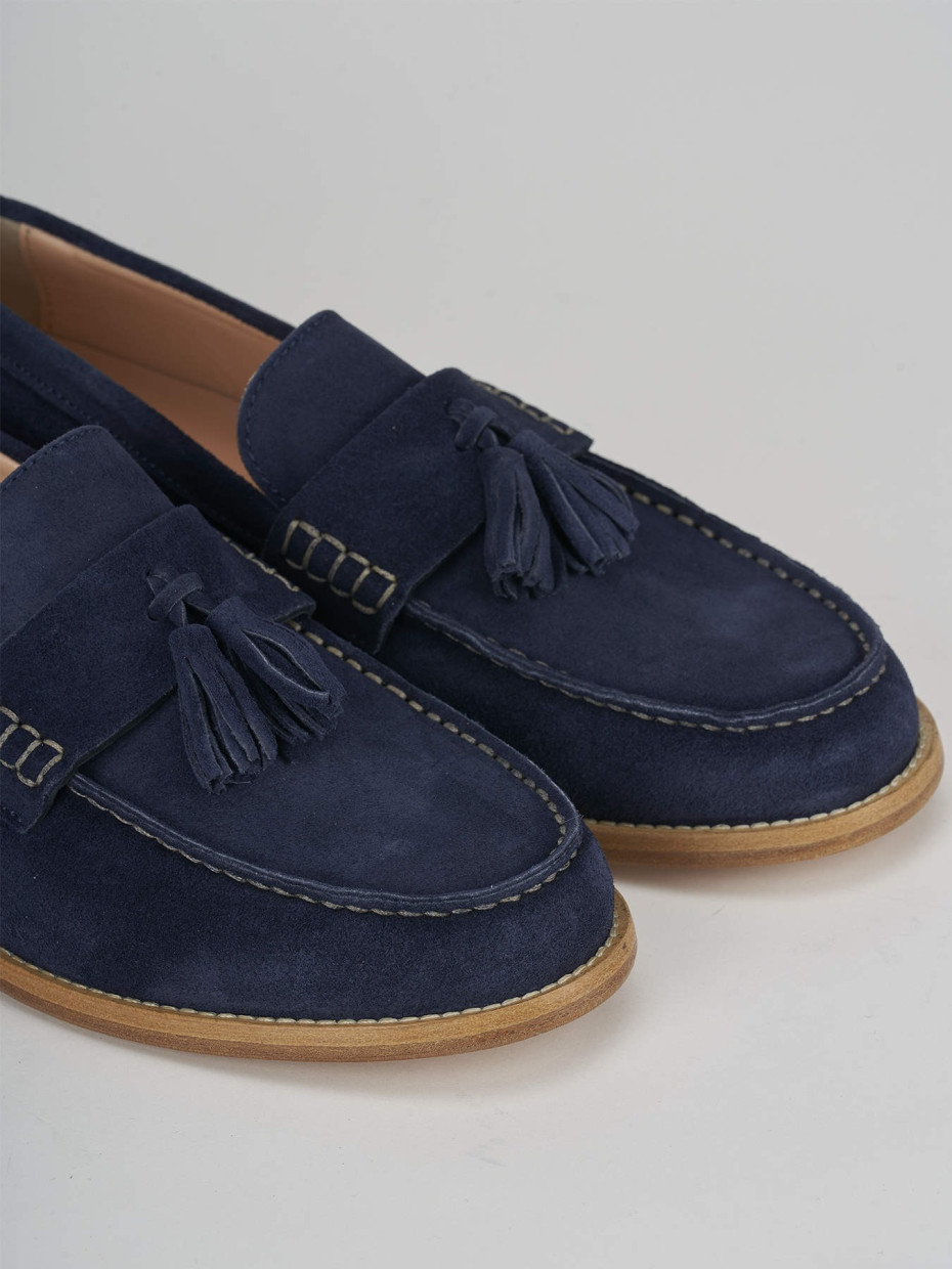 Loafers heel 1 cm blu suede