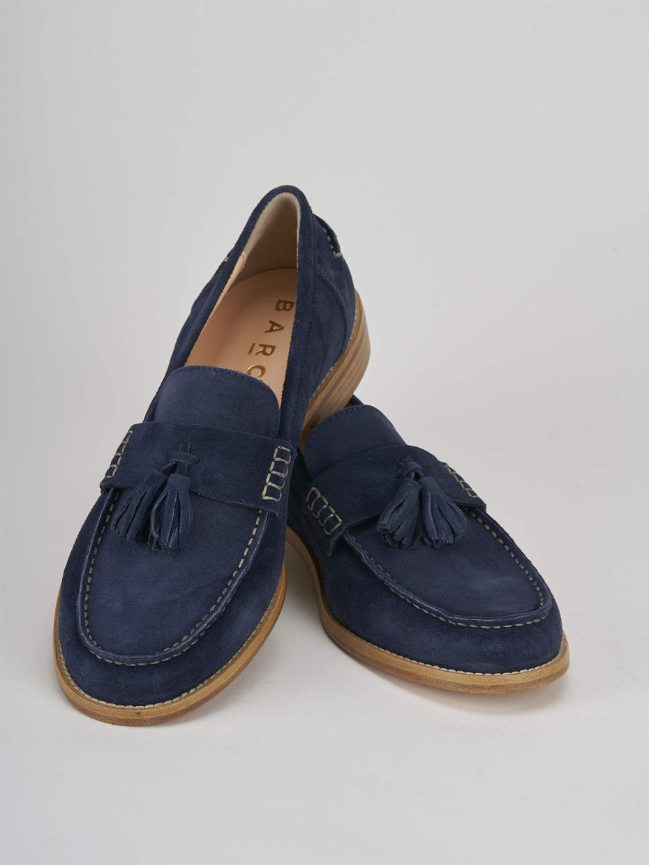 Loafers heel 1 cm blu suede