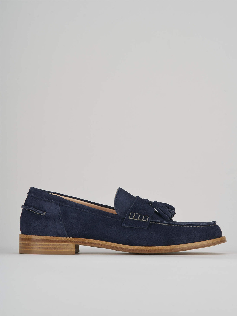 Loafers heel 1 cm blu suede