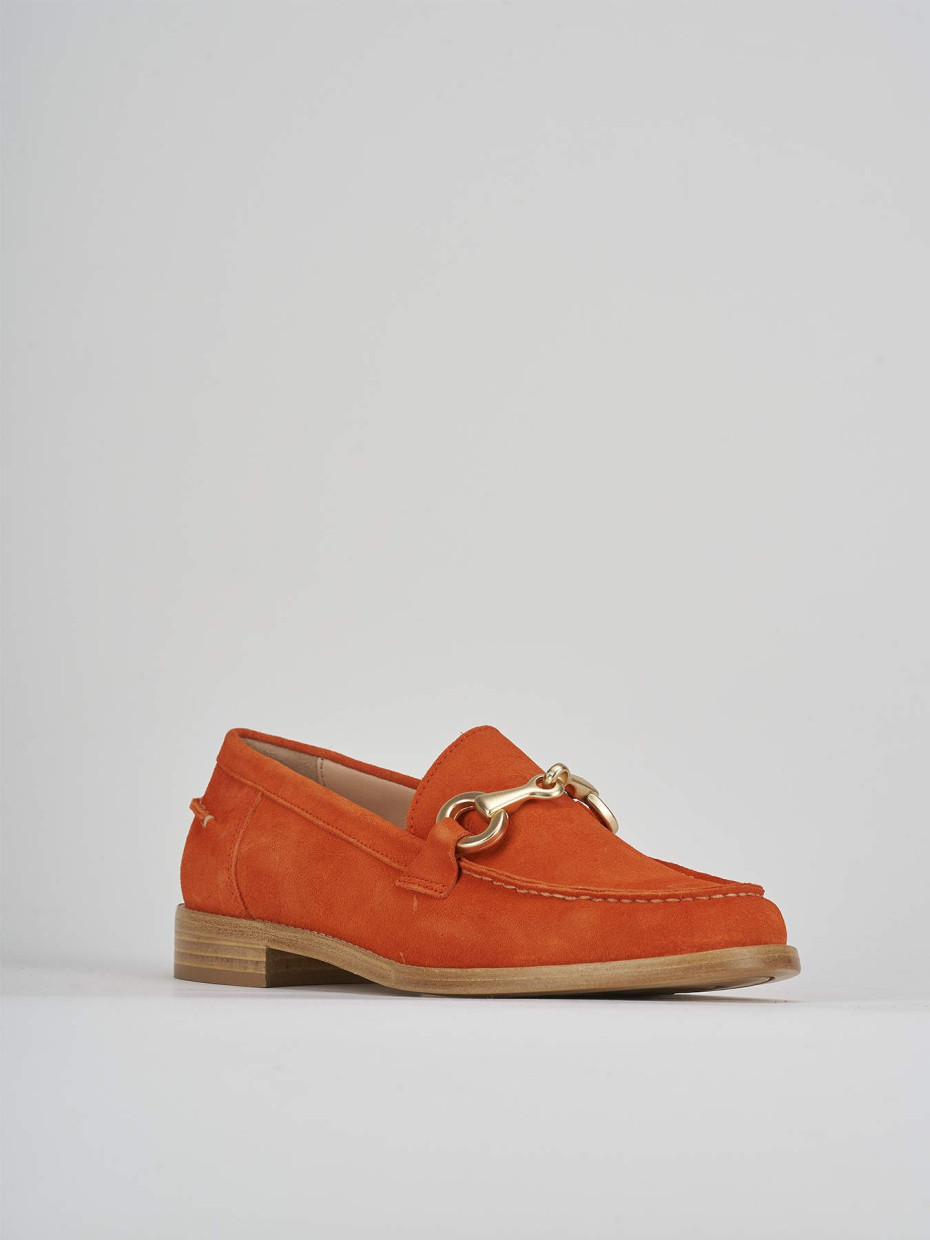 Loafers heel 1 cm orange suede