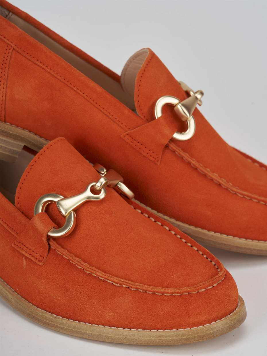 Loafers heel 1 cm orange suede