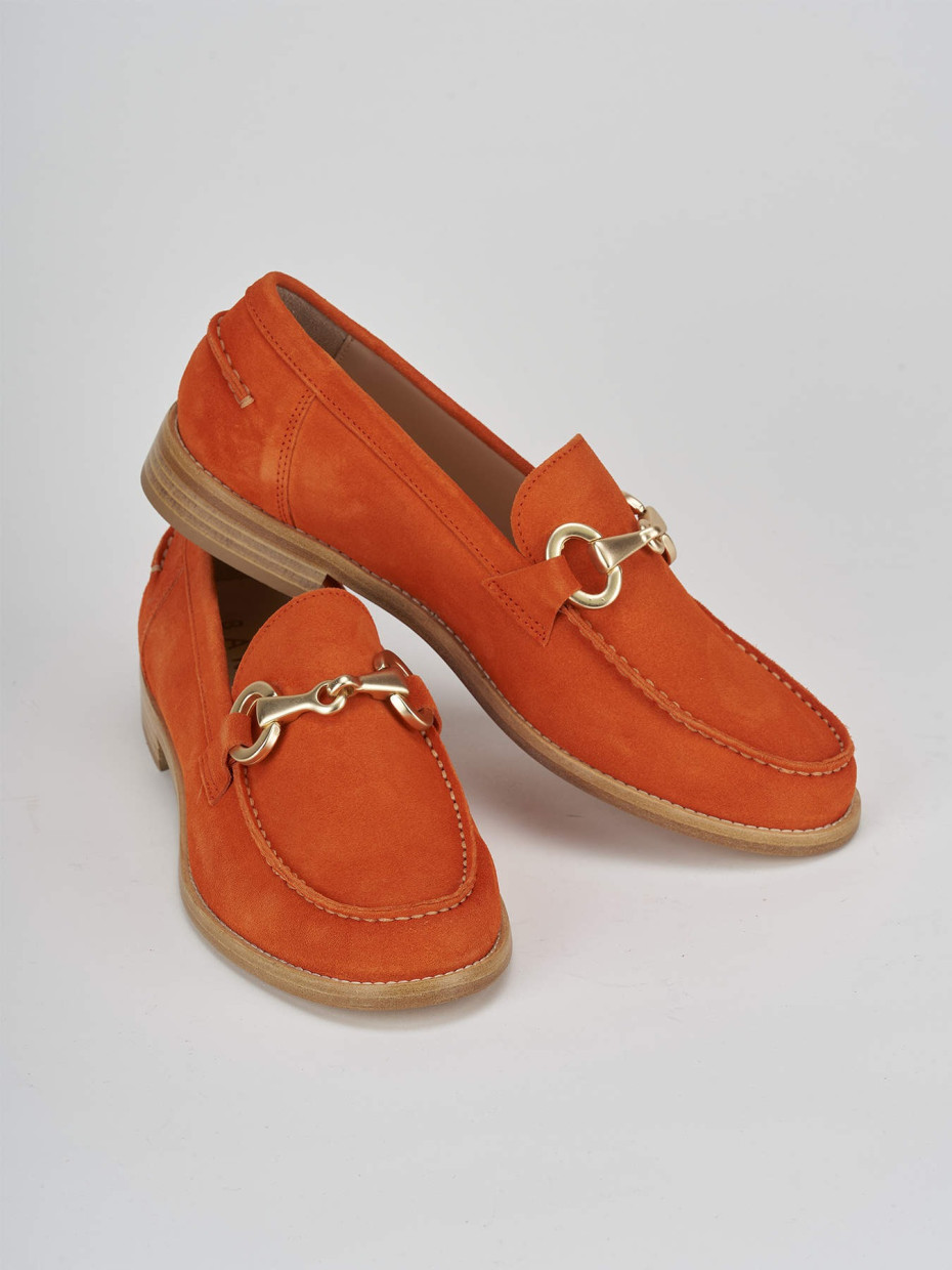 Loafers heel 1 cm orange suede