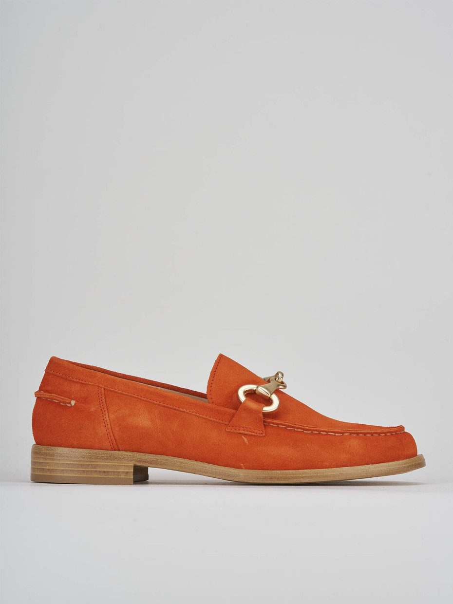 Loafers heel 1 cm orange suede