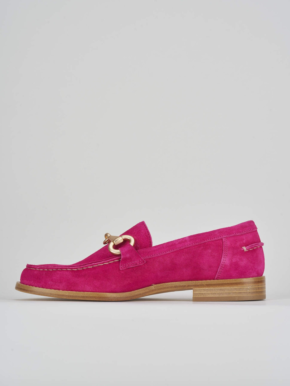 Mocassino tacco 1 cm rosa camoscio