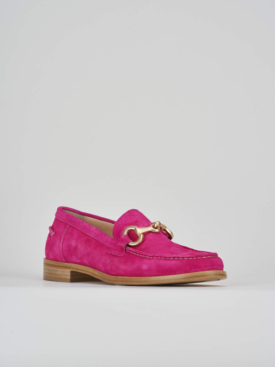 Loafers heel 1 cm pink suede