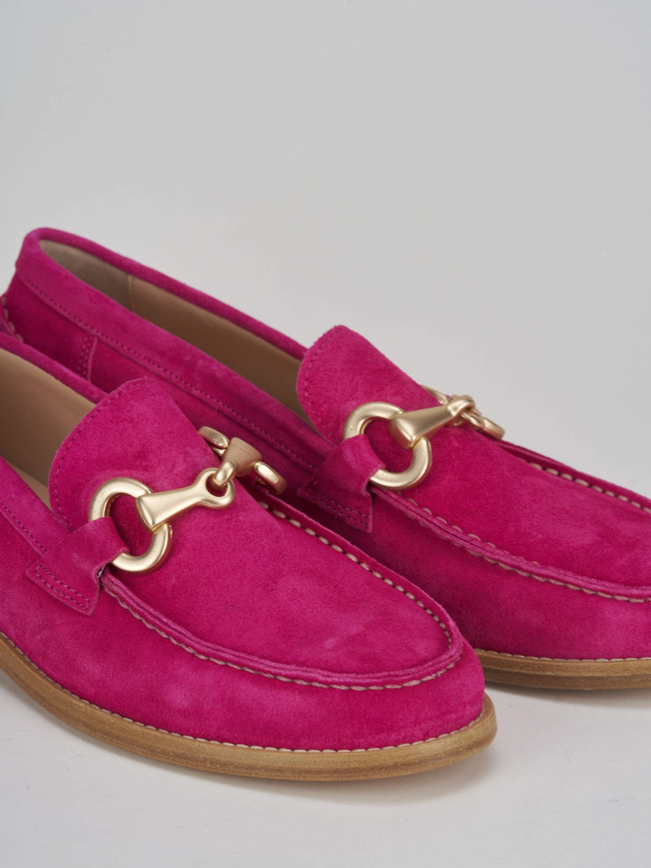 Mocassino tacco 1 cm rosa camoscio