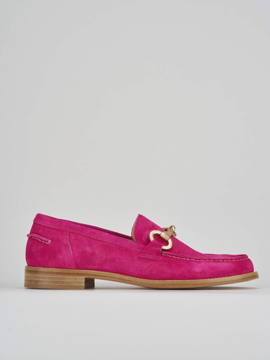 Loafers heel 1 cm pink suede