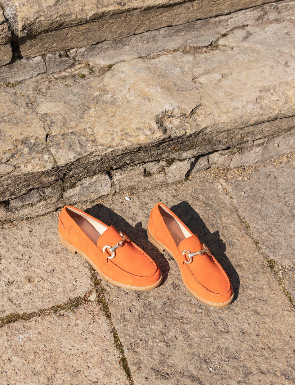 Loafers heel 1 cm orange suede