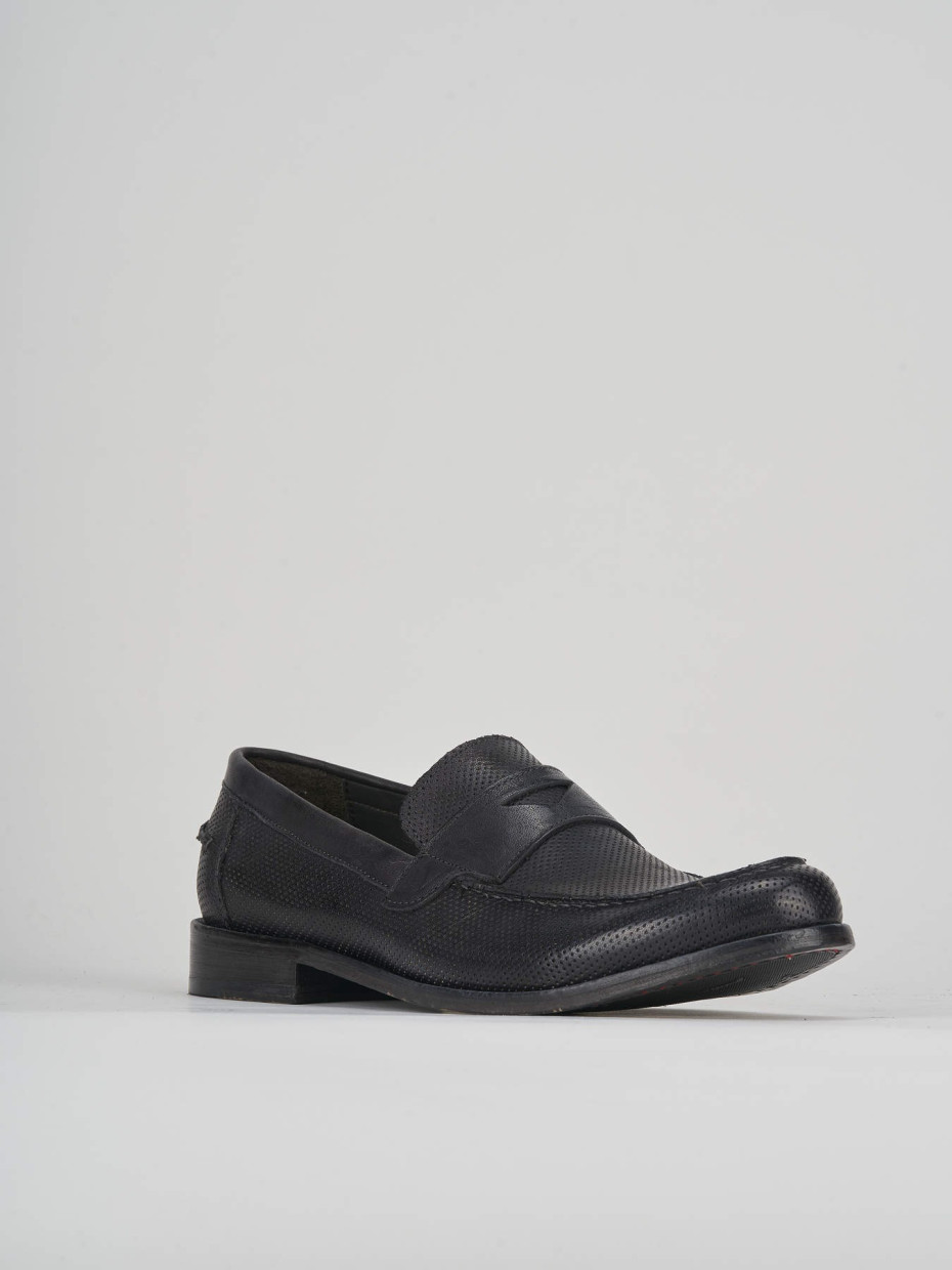 Loafers heel 1 cm black leather