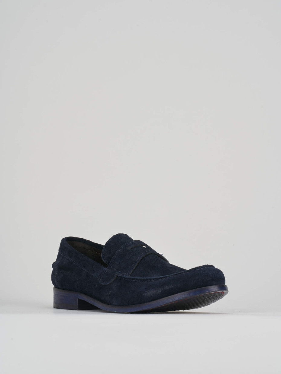 Mocassino blu camoscio