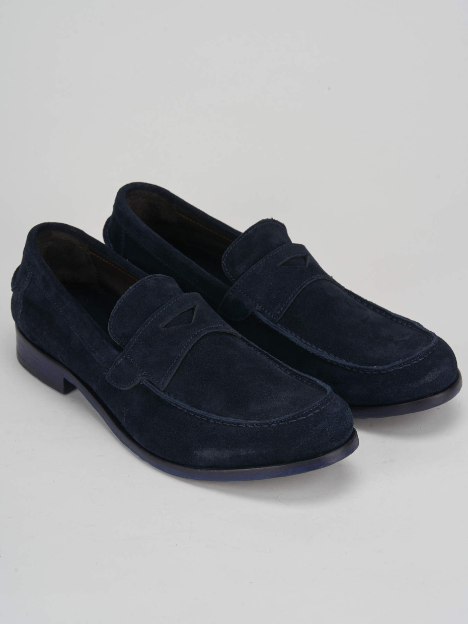 Loafers heel 1 cm blu suede