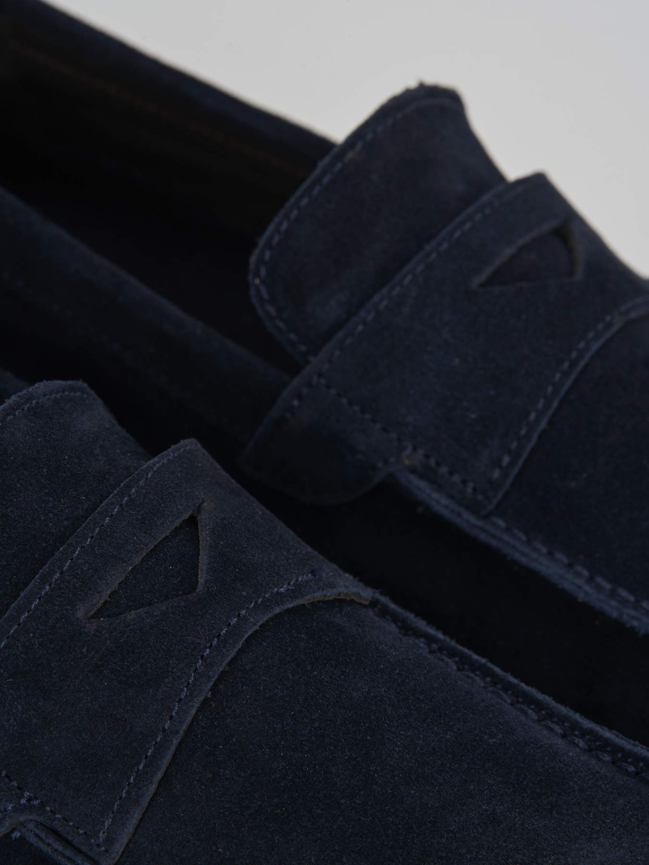 Mocassino blu camoscio