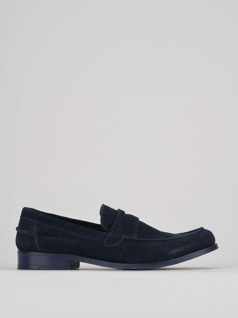 Loafers heel 1 cm blu suede