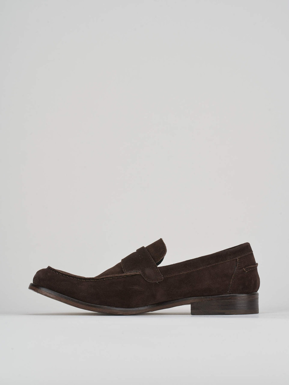 Loafers heel 1 cm dark brown suede