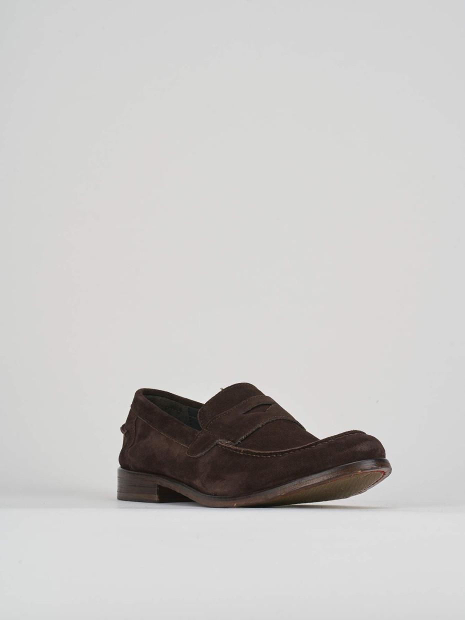 Loafers heel 1 cm dark brown suede