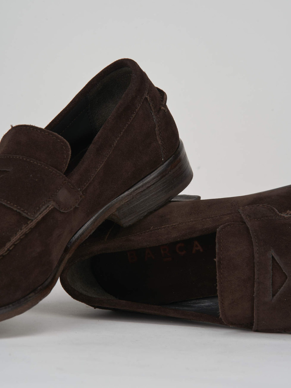 Loafers heel 1 cm dark brown suede