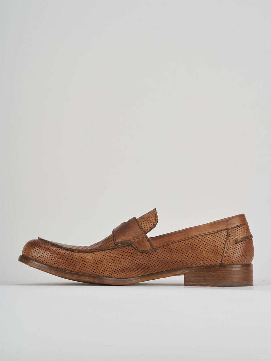 Loafers heel 1 cm brown leather