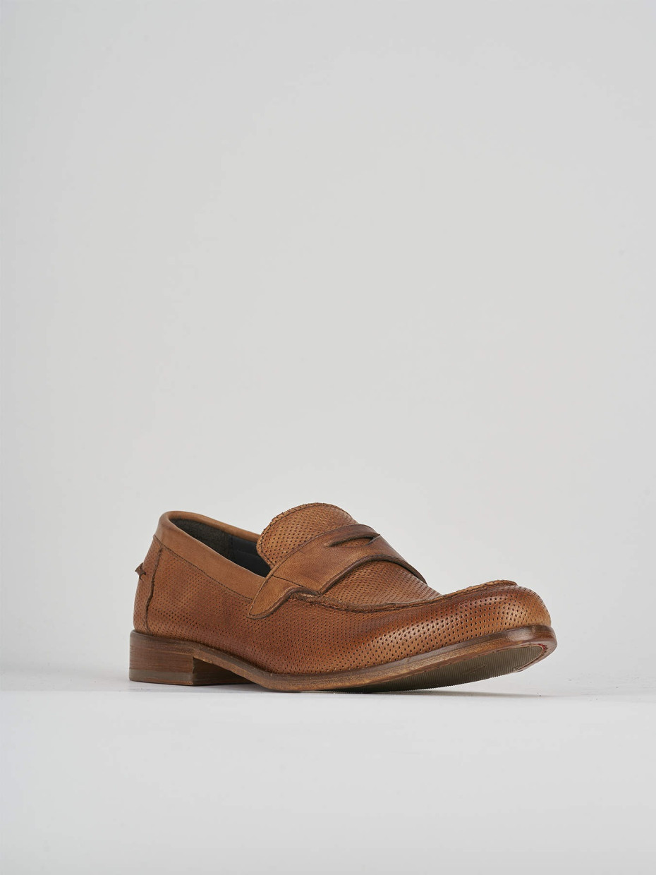 Loafers heel 1 cm brown leather