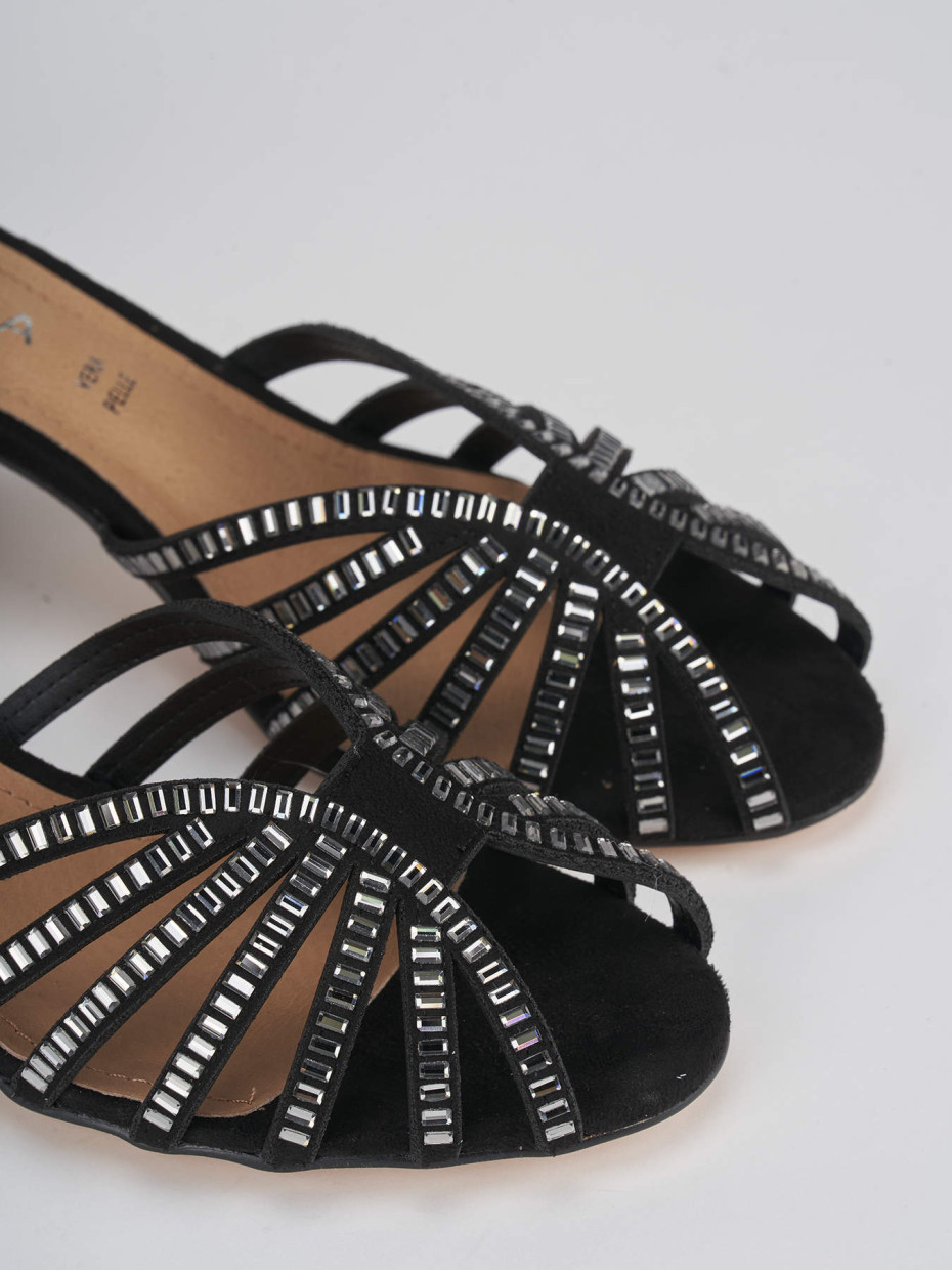 High heel sandals heel 6 cm black suede