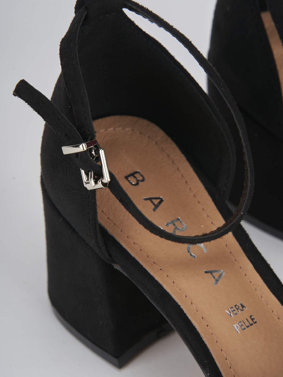 Sandalo tacco 6 cm nero camoscio