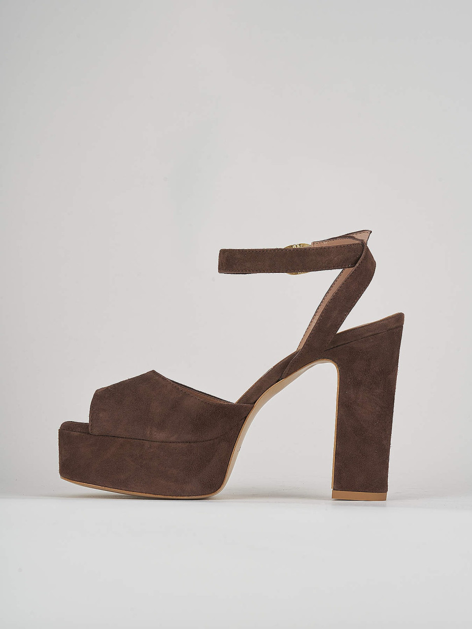 High heel sandals woman heel 11 cm dark brown suede Barca Stores