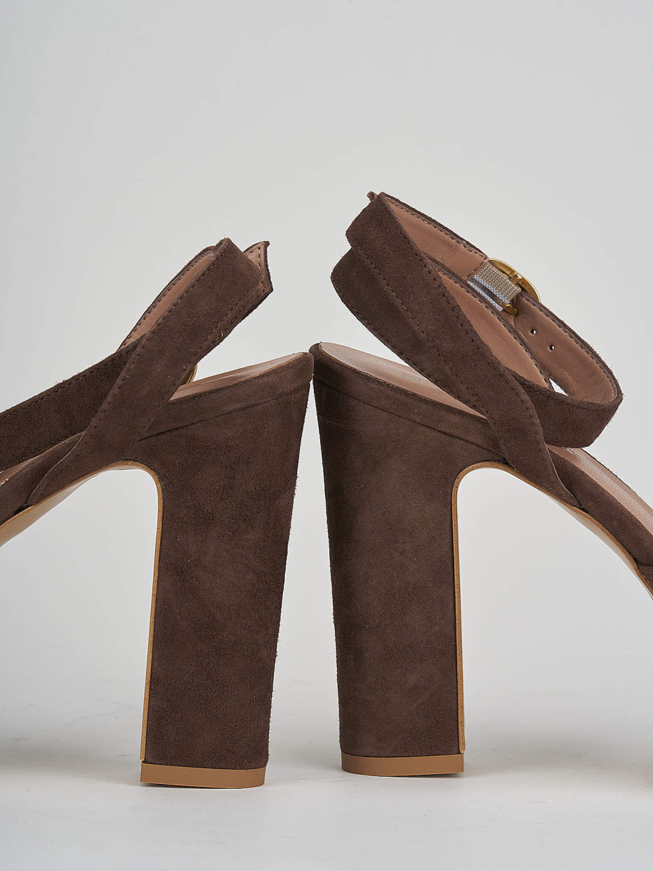 Dark brown suede heels top