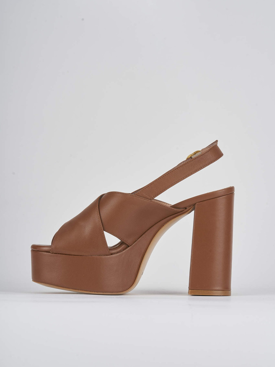 High heel sandals heel 11 cm brown leather