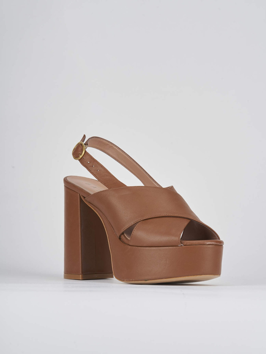 High heel sandals heel 11 cm brown leather