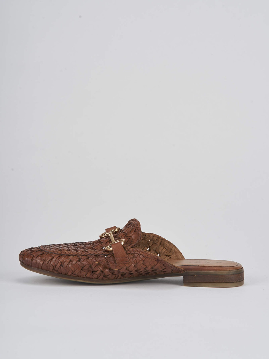 Sabot heel 1 cm brown leather