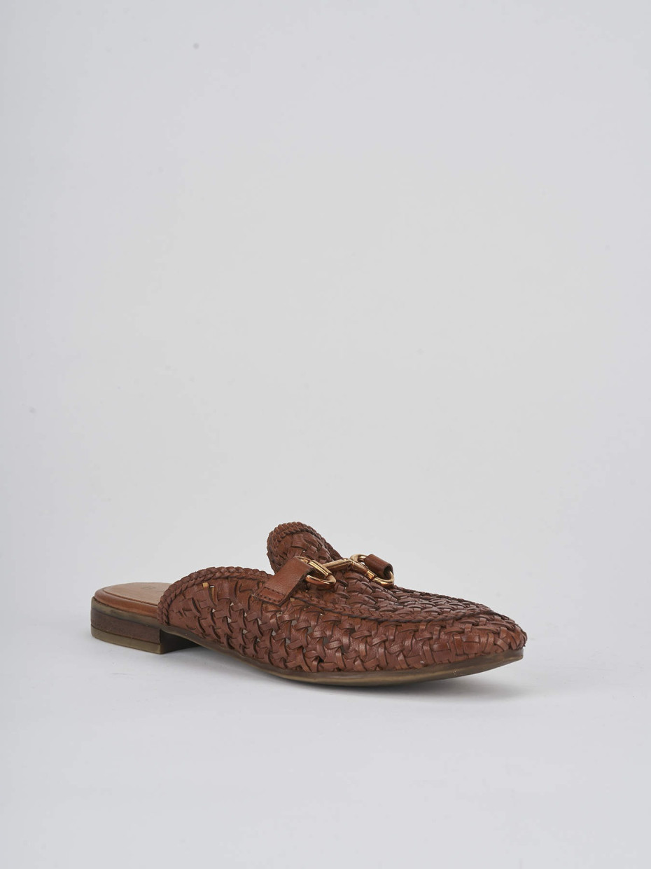 Sabot heel 1 cm brown leather