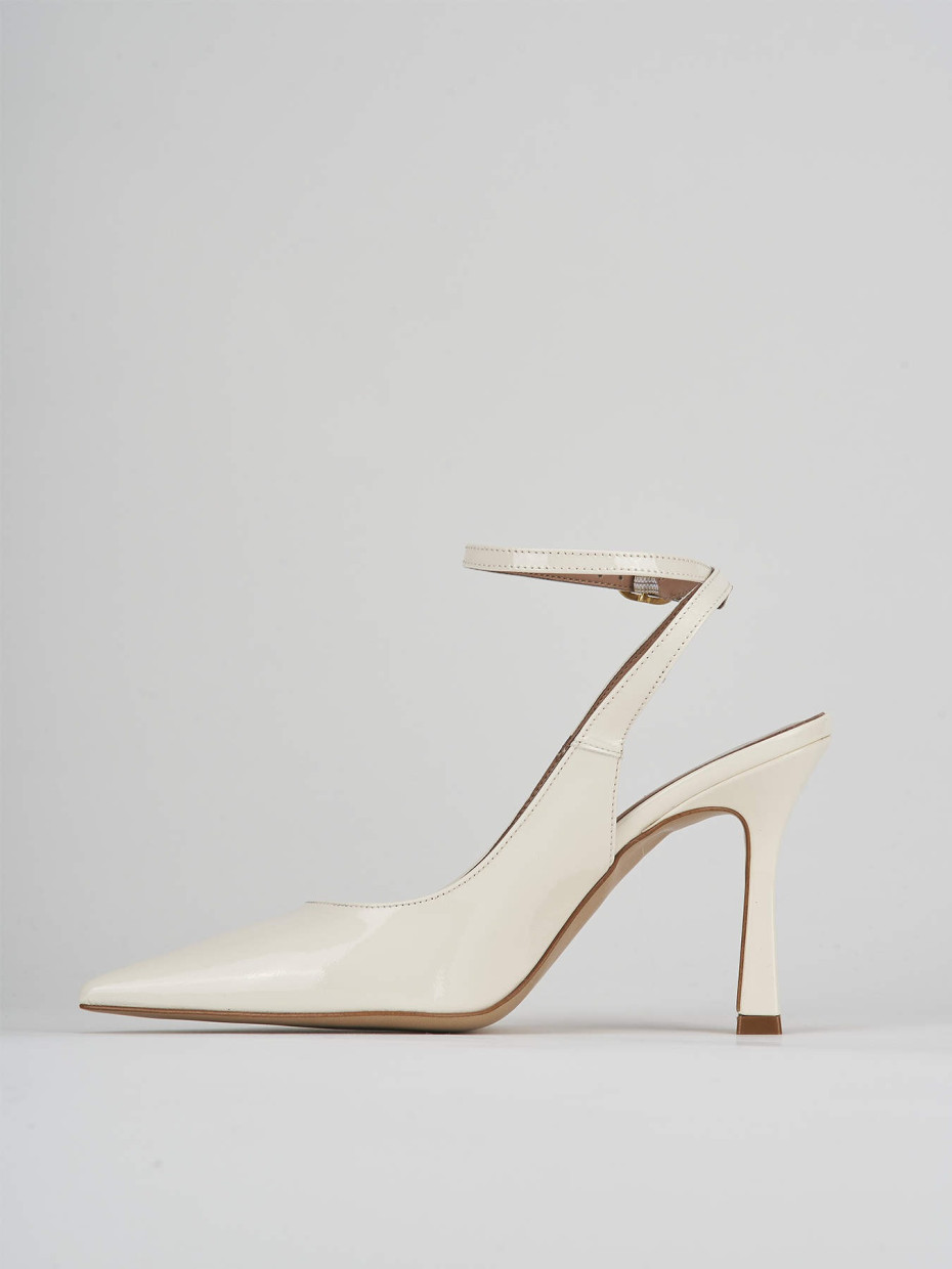 Décolleté e slingback tacco 9cm vernice bianco