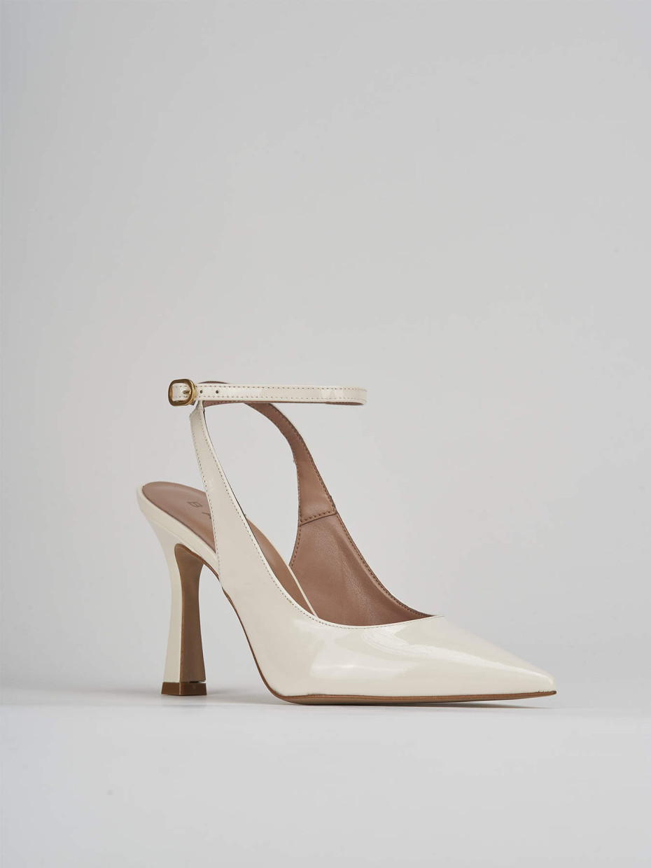 Décolleté e slingback tacco 9cm vernice bianco