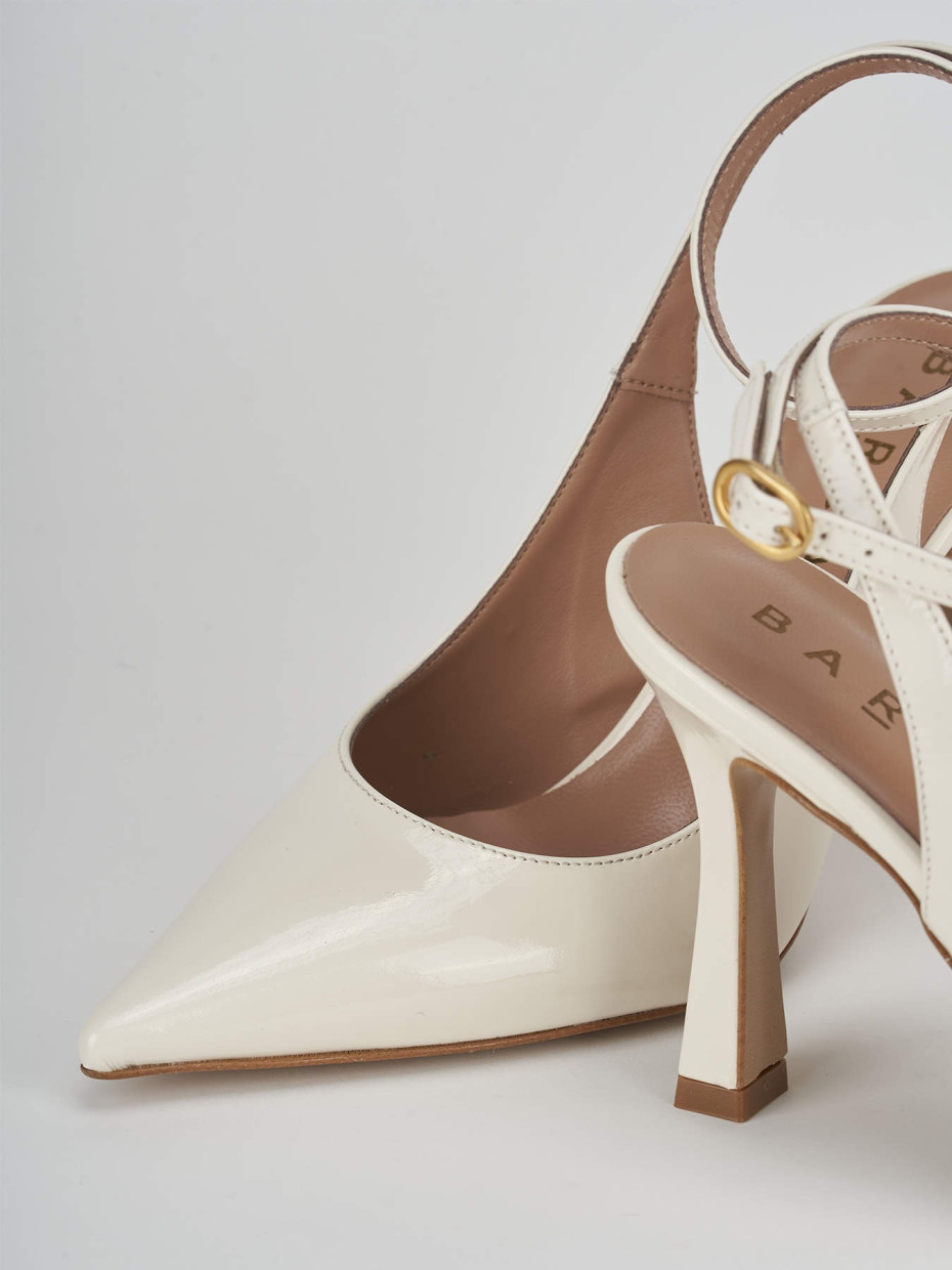 Décolleté e slingback tacco 9cm vernice bianco