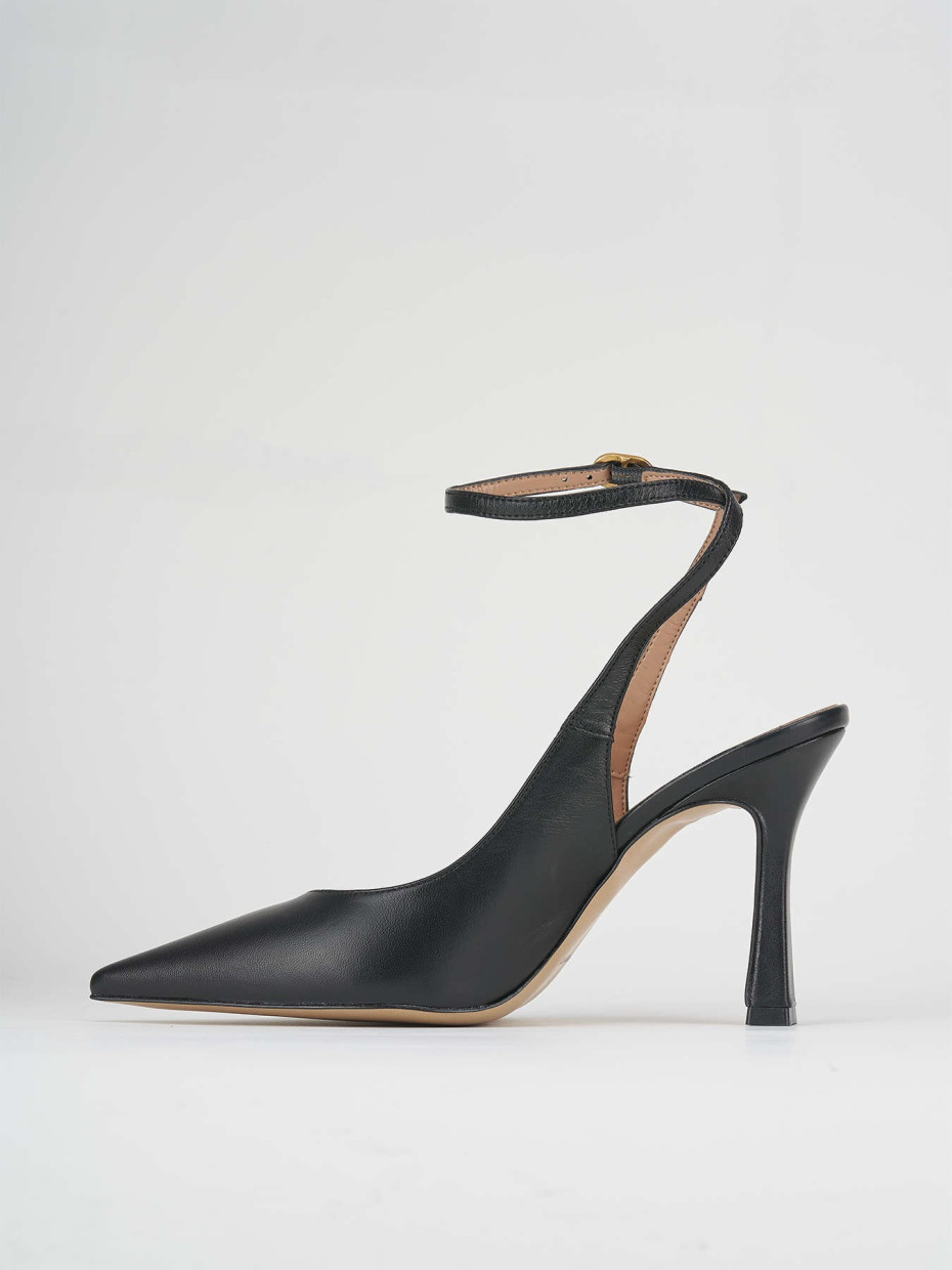 Décolleté e slingback tacco 9cm pelle nero