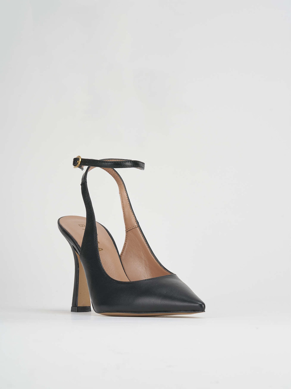 Décolleté e slingback tacco 9cm pelle nero