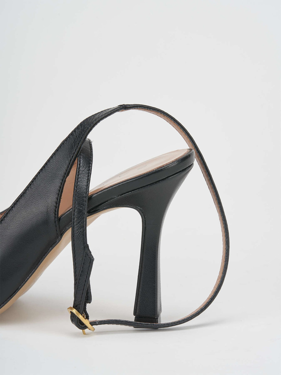 Décolleté e slingback tacco 9cm pelle nero