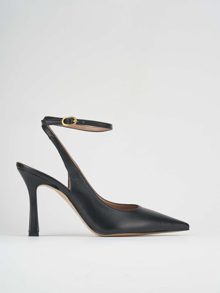 Décolleté e slingback tacco 9cm pelle nero