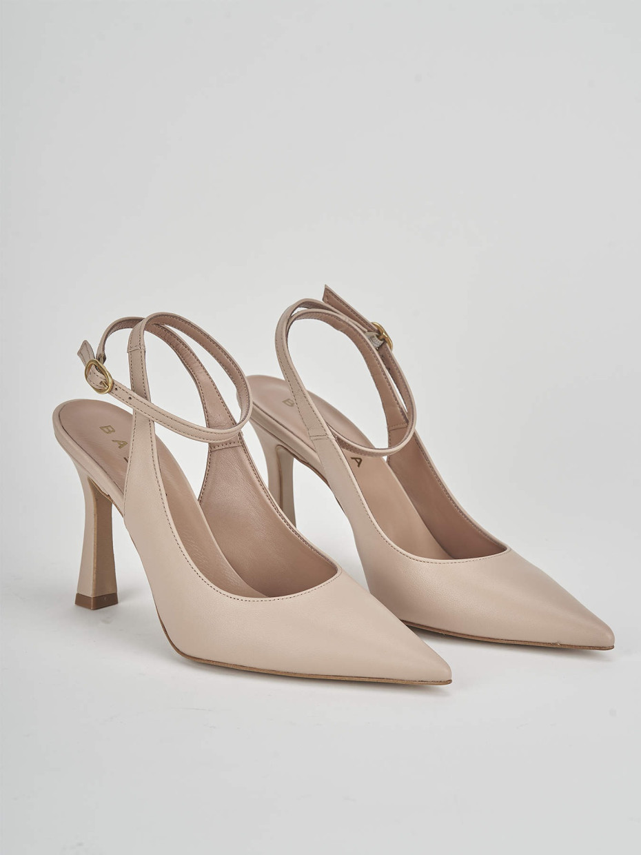 Décolleté e slingback tacco 9cm pelle rosa