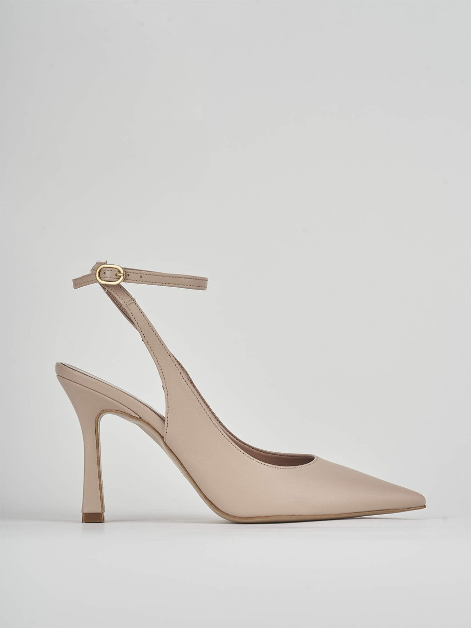 Décolleté e slingback tacco 9cm pelle rosa