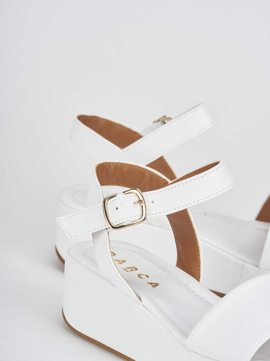 Wedge heels heel 4 cm white leather