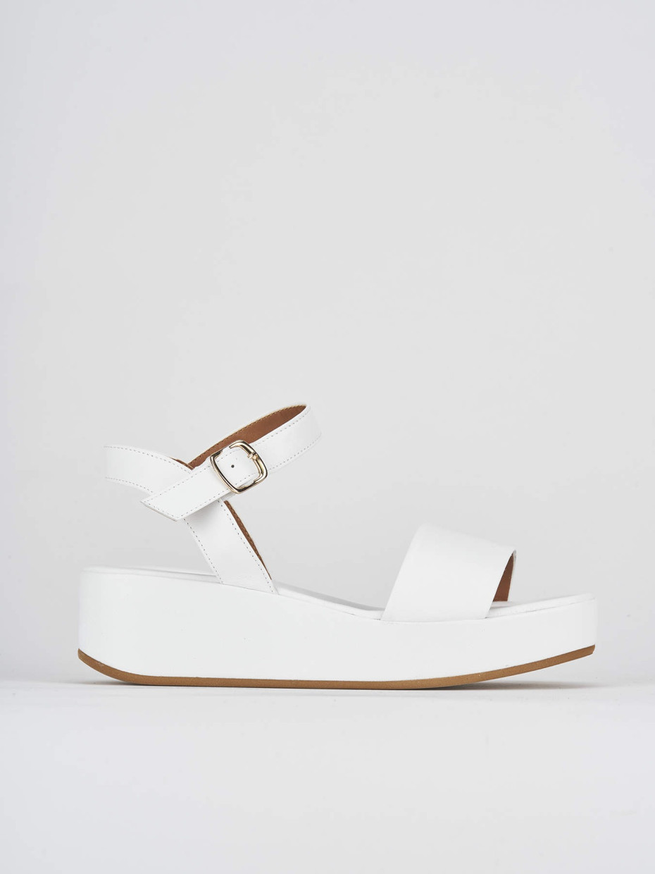 Wedge heels heel 4 cm white leather