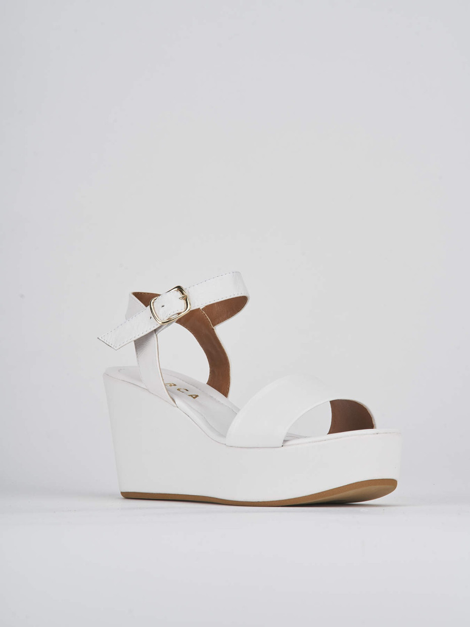 Wedge heels heel 7 cm white leather