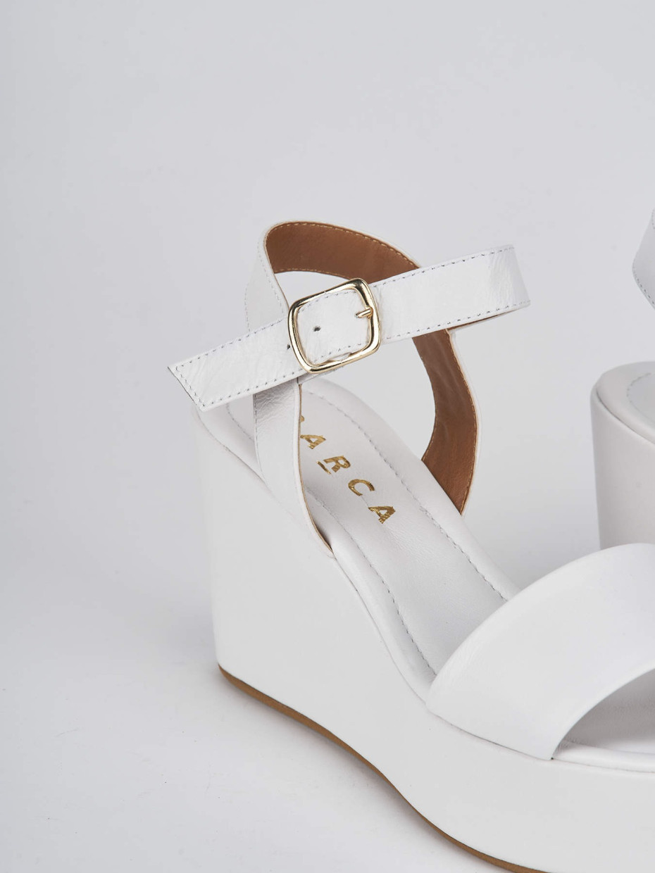 Wedge heels heel 7 cm white leather